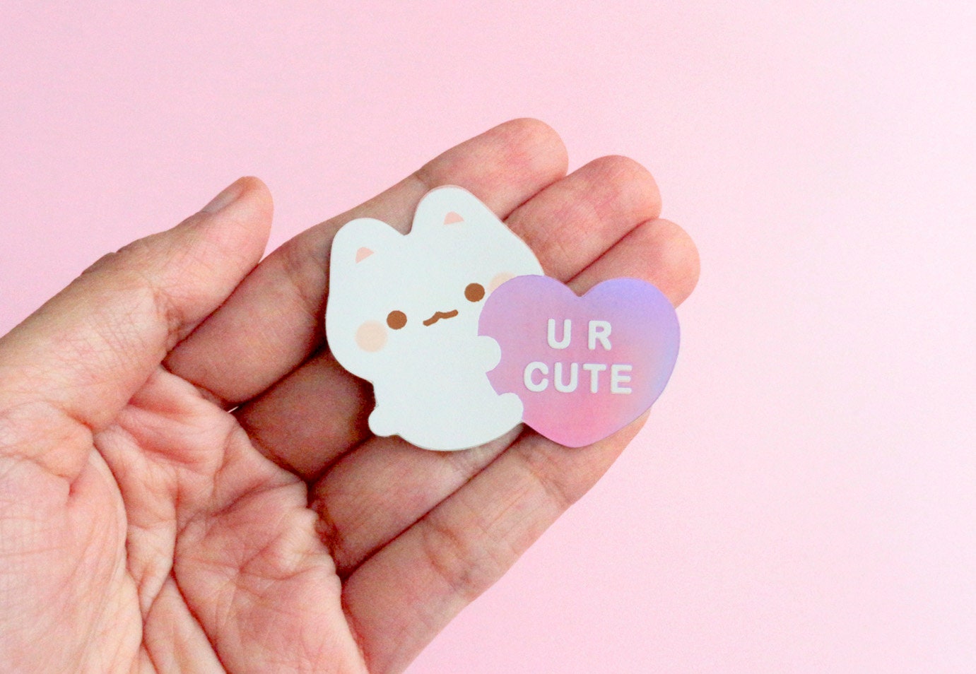 Kitty U R Cute - Holographic Vinyl Sticker