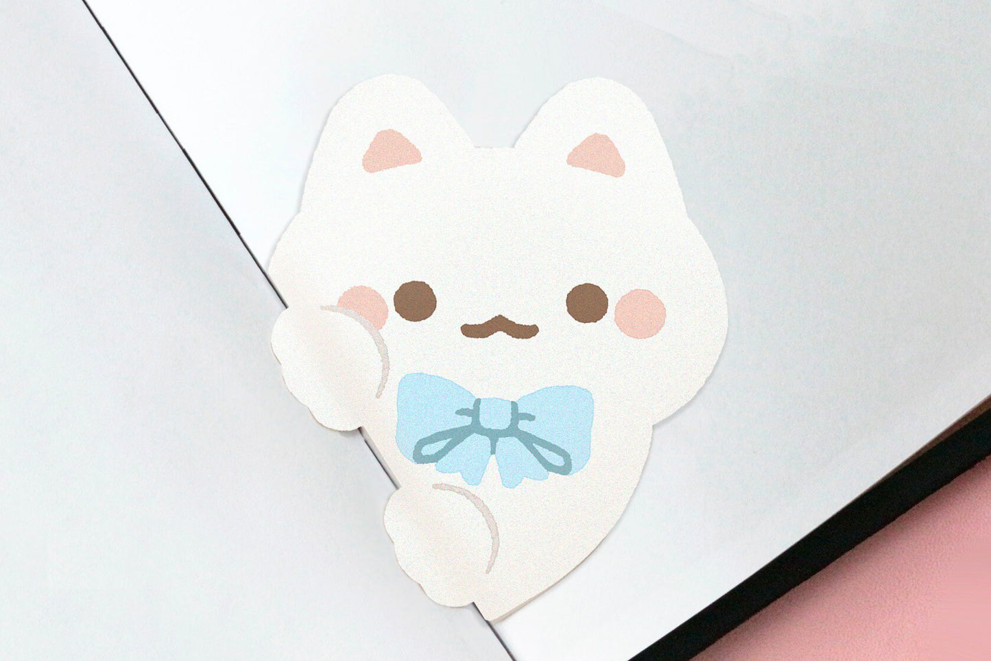 White Hiding Kitty - Vinyl Sticker