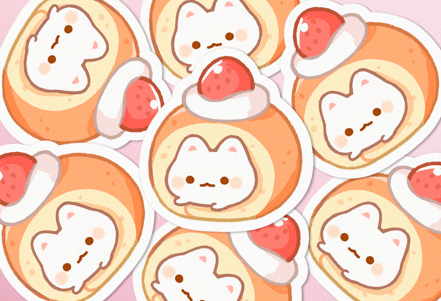 Roll Cake Kitty - Vinyl Sticker