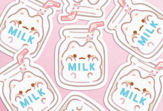 Milk Bottle Kitty - Vinyl Sticker