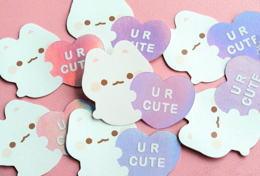 Kitty U R Cute - Holographic Vinyl Sticker