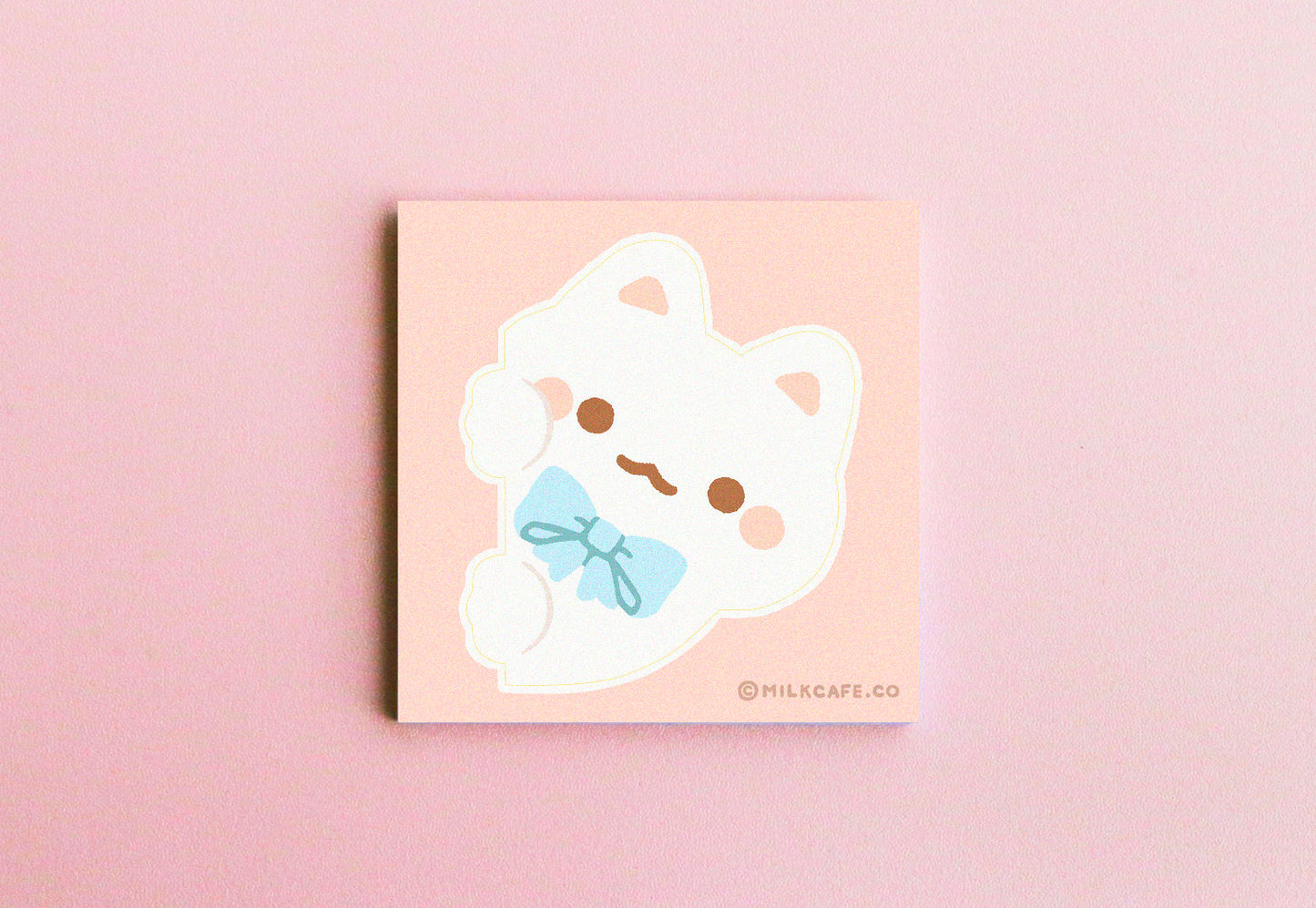 White Hiding Kitty - Vinyl Sticker